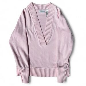 Liz Claiborne Soft Pink Ribbed V-Neck Sweater
